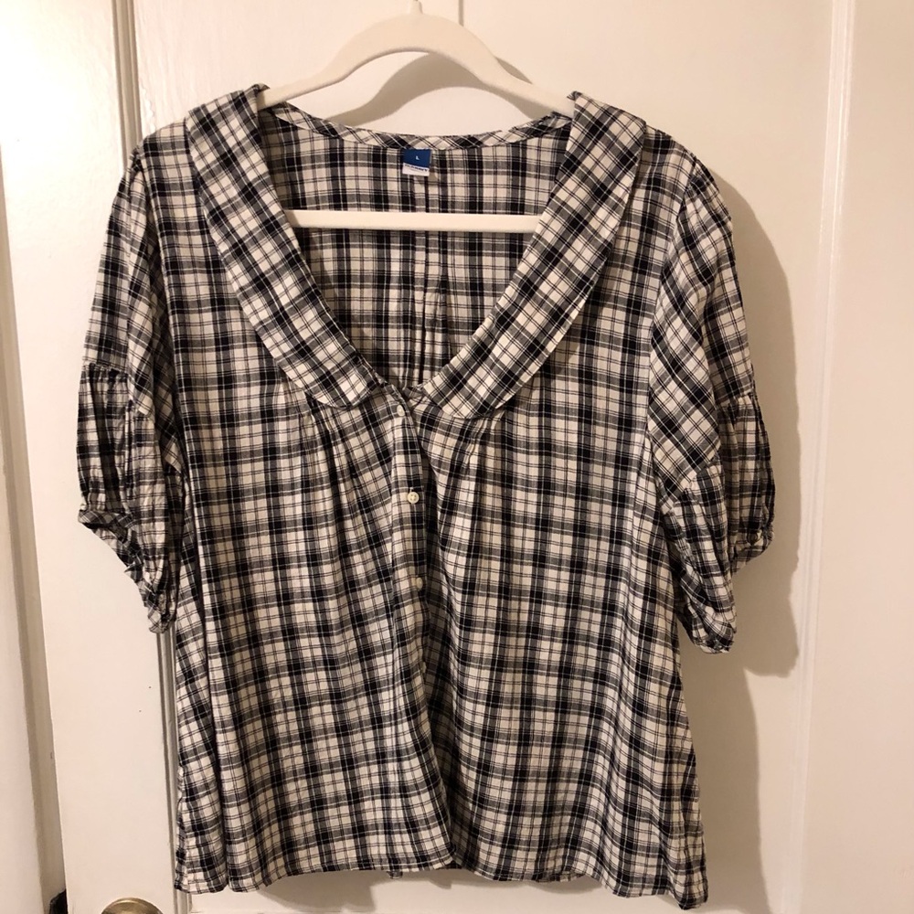 Plaid Black and White Women's Top